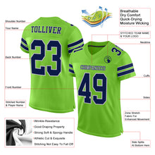 Laden Sie das Bild in den Galerie-Viewer, Custom Neon Green Navy-Gray Mesh Authentic Football Jersey