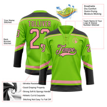 Load image into Gallery viewer, Custom Neon Green Medium Pink-Black Hockey Lace Neck Jersey
