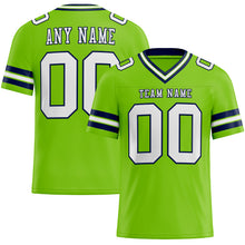 Laden Sie das Bild in den Galerie-Viewer, Custom Neon Green White-Navy Authentic Football Jersey