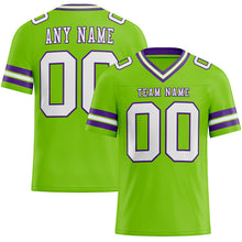 Laden Sie das Bild in den Galerie-Viewer, Custom Neon Green White-Purple Authentic Football Jersey