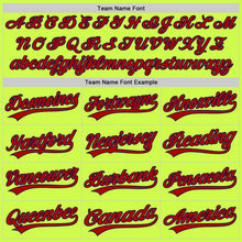 Load image into Gallery viewer, Custom Neon Green Red-Navy Authentic Throwback Baseball Jersey