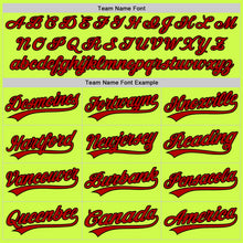 Load image into Gallery viewer, Custom Neon Green Red-Black Authentic Throwback Baseball Jersey