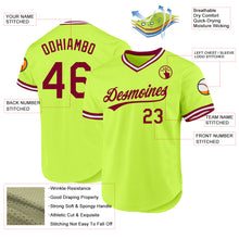 Charger l'image dans la galerie, Custom Neon Green Maroon-White Authentic Throwback Baseball Jersey