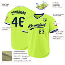 Загрузить изображение в средство просмотра галереи, Custom Neon Green Navy-White Authentic Throwback Baseball Jersey