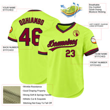Charger l'image dans la galerie, Custom Neon Green Maroon-Black Authentic Throwback Baseball Jersey