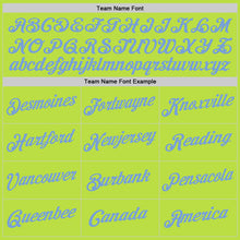 Load image into Gallery viewer, Custom Neon Green Light Blue-White Authentic Throwback Basketball Jersey