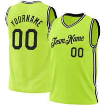 Load image into Gallery viewer, Custom Neon Green Black-White Authentic Throwback Basketball Jersey