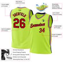 Load image into Gallery viewer, Custom Neon Green Red-Navy Authentic Throwback Basketball Jersey