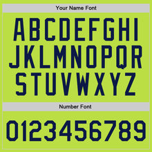 Load image into Gallery viewer, Custom Neon Green Navy-White Authentic Throwback Basketball Jersey