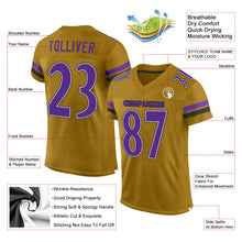 Load image into Gallery viewer, Custom Old Gold Purple-Black Mesh Authentic Football Jersey