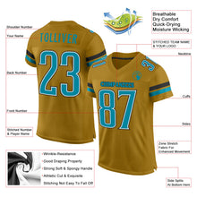 Load image into Gallery viewer, Custom Old Gold Teal-Black Mesh Authentic Football Jersey
