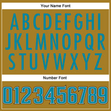 Laden Sie das Bild in den Galerie-Viewer, Custom Old Gold Teal-Black Mesh Authentic Football Jersey