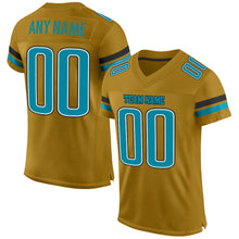 Laden Sie das Bild in den Galerie-Viewer, Custom Old Gold Teal-Black Mesh Authentic Football Jersey