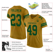 Load image into Gallery viewer, Custom Old Gold Green Mesh Authentic Football Jersey

