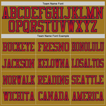 Laden Sie das Bild in den Galerie-Viewer, Custom Old Gold Red-Navy Mesh Authentic Football Jersey