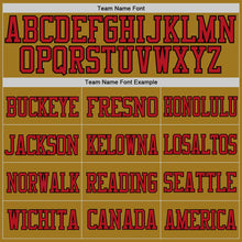 Load image into Gallery viewer, Custom Old Gold Red-Black Mesh Authentic Football Jersey