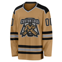 Load image into Gallery viewer, Custom Old Gold Black-Gray Hockey Jersey