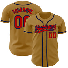 Load image into Gallery viewer, Custom Old Gold Red-Navy Authentic Baseball Jersey
