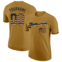 Charger l'image dans la galerie, Custom Old Gold Vintage USA Flag-Black Performance T-Shirt