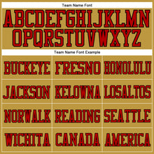 Load image into Gallery viewer, Custom Old Gold Red-Black Mesh Authentic Football Jersey