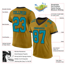 Laden Sie das Bild in den Galerie-Viewer, Custom Old Gold Teal-Black Mesh Authentic Football Jersey
