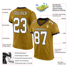 Load image into Gallery viewer, Custom Old Gold White-Black Mesh Authentic Football Jersey