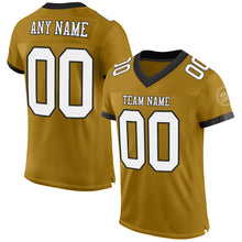 Load image into Gallery viewer, Custom Old Gold White-Black Mesh Authentic Football Jersey