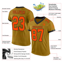 Load image into Gallery viewer, Custom Old Gold Orange-Black Mesh Authentic Football Jersey