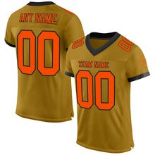 Load image into Gallery viewer, Custom Old Gold Orange-Black Mesh Authentic Football Jersey