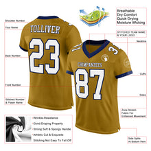 Laden Sie das Bild in den Galerie-Viewer, Custom Old Gold White-Navy Mesh Authentic Football Jersey