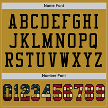 Load image into Gallery viewer, Custom Old Gold Vintage USA Flag-Black Mesh Authentic Football Jersey