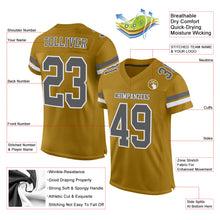 Laden Sie das Bild in den Galerie-Viewer, Custom Old Gold Steel Gray-White Mesh Authentic Football Jersey
