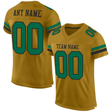 Load image into Gallery viewer, Custom Old Gold Kelly Green-Black Mesh Authentic Football Jersey