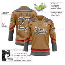 Загрузить изображение в средство просмотра галереи, Custom Old Gold Steel Gray-White Hockey Lace Neck Jersey