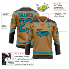 Load image into Gallery viewer, Custom Old Gold Teal-Black Hockey Lace Neck Jersey