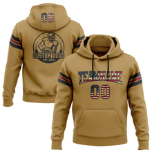 Load image into Gallery viewer, Custom Stitched Old Gold Vintage USA Flag Black-Crimson Football Pullover Sweatshirt Hoodie