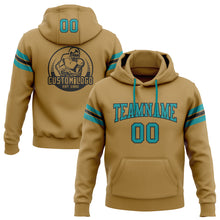 Charger l'image dans la galerie, Custom Stitched Old Gold Teal-Black Football Pullover Sweatshirt Hoodie