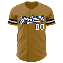 Laden Sie das Bild in den Galerie-Viewer, Custom Old Gold White-Navy Authentic Baseball Jersey