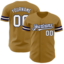 Laden Sie das Bild in den Galerie-Viewer, Custom Old Gold White-Navy Authentic Baseball Jersey