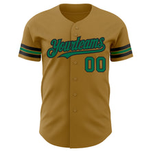 Загрузить изображение в средство просмотра галереи, Custom Old Gold Kelly Green-Black Authentic Baseball Jersey