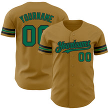Загрузить изображение в средство просмотра галереи, Custom Old Gold Kelly Green-Black Authentic Baseball Jersey