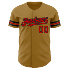 Загрузить изображение в средство просмотра галереи, Custom Old Gold Red-Black Authentic Baseball Jersey
