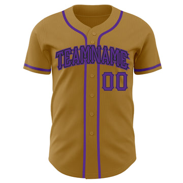 Custom Old Gold Purple-Black Authentic Baseball Jersey