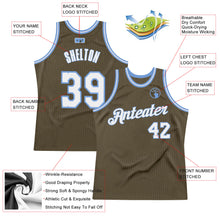 Load image into Gallery viewer, Custom Olive White-Light Blue Authentic Throwback Salute To Service Basketball Jersey