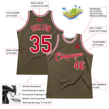 Загрузить изображение в средство просмотра галереи, Custom Olive Red-White Authentic Throwback Salute To Service Basketball Jersey