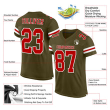 Laden Sie das Bild in den Galerie-Viewer, Custom Olive Red-White Mesh Authentic Salute To Service Football Jersey