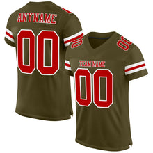Laden Sie das Bild in den Galerie-Viewer, Custom Olive Red-White Mesh Authentic Salute To Service Football Jersey