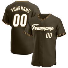 Load image into Gallery viewer, Custom Olive White-Old Gold Authentic Salute To Service Baseball Jersey