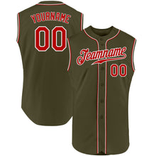 Загрузить изображение в средство просмотра галереи, Custom Olive Red-White Authentic Sleeveless Salute To Service Baseball Jersey