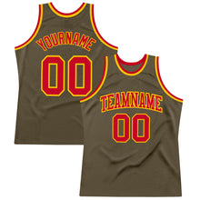 Загрузить изображение в средство просмотра галереи, Custom Olive Red-Gold Authentic Throwback Salute To Service Basketball Jersey